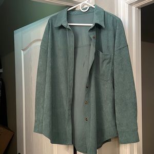 Green corduroy shacket
